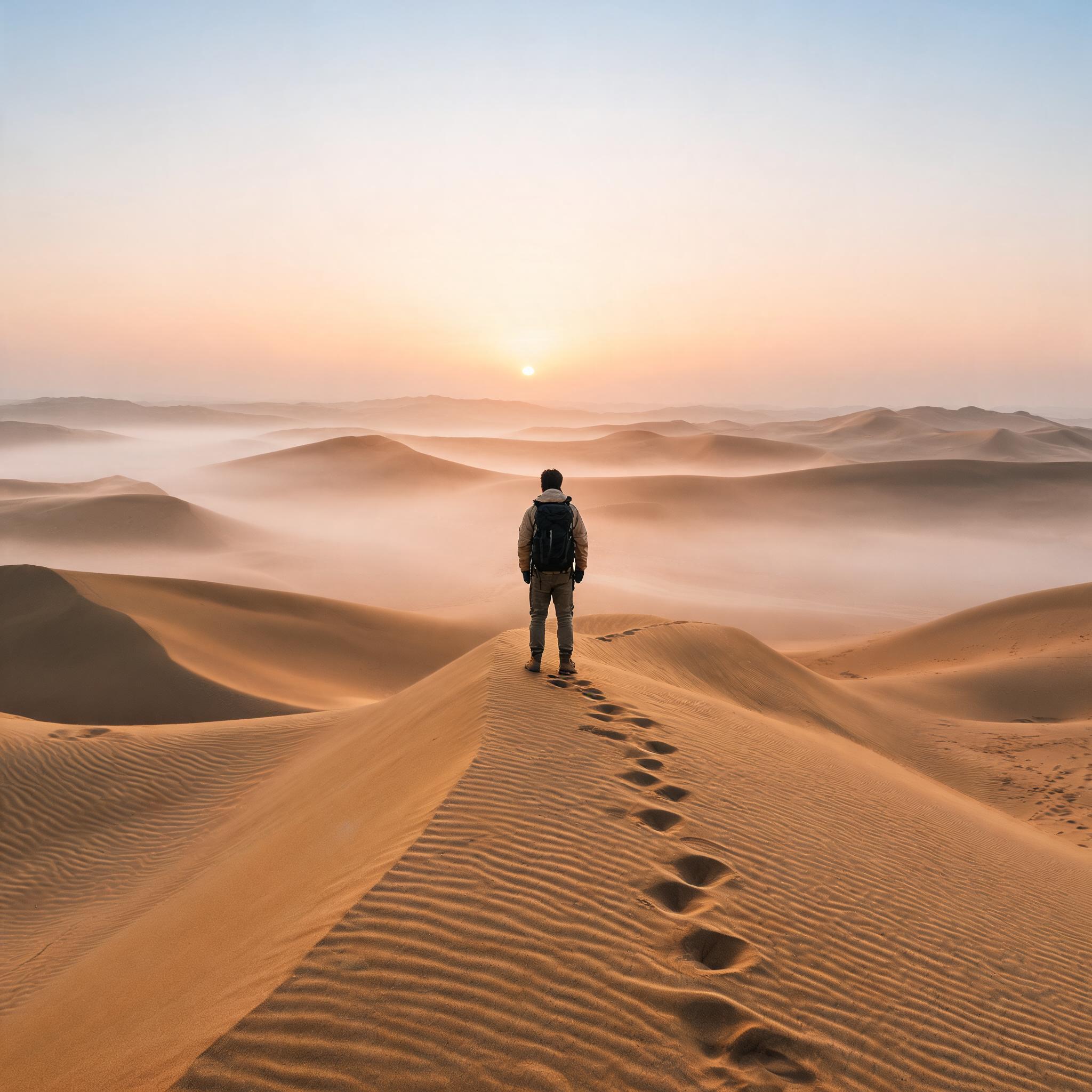 Morocco Guide ebook cover — traveler standing on Sahara dunes at sunrise